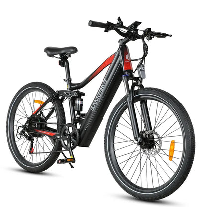 SAMEBIKE XD26-II vélo électrique 750W noir et rouge vue de coté droit tout-terrain 26 pouces