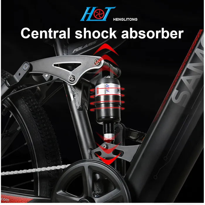 Amortisseur central du cadre SAMEBIKE XD26-II pour un confort renforcé sur routes et chemins